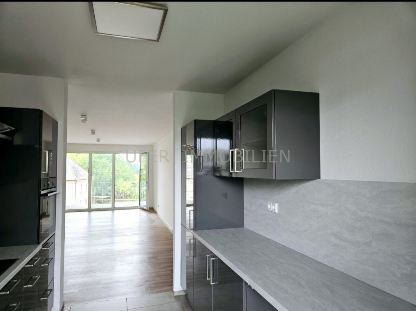 Blick Küche ins Wohnzimmer